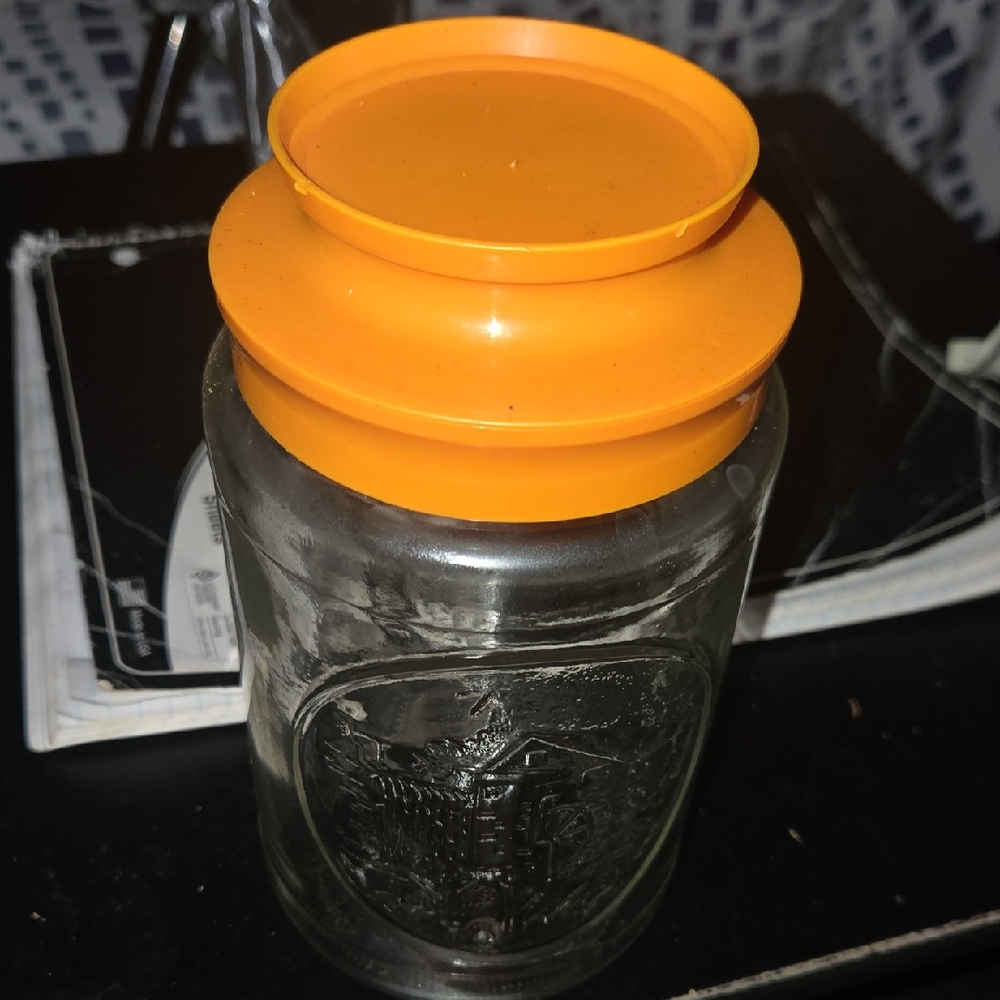 Glass Jar with Orange Lid